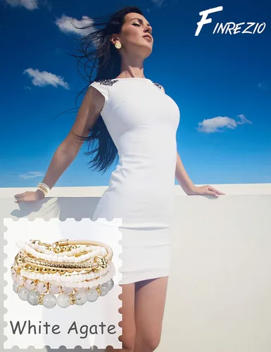 Vista 7 de FINREZIO 3-5 Sets Bohemian Beaded Bracelets for Women Multilayer Stretch Stackable Bracelet Set Multicolor Jewelry