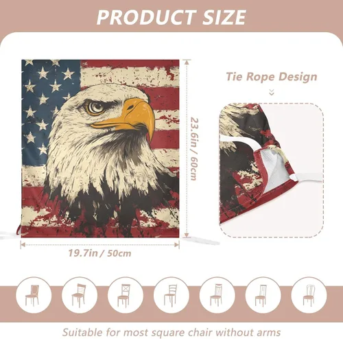 Vista 3 de 4th of July Independence Day White Bird Decorative Chairs Covers for Family Gatherings Soft 19.7x23.6in Chair Slipcovers covertores para sillas