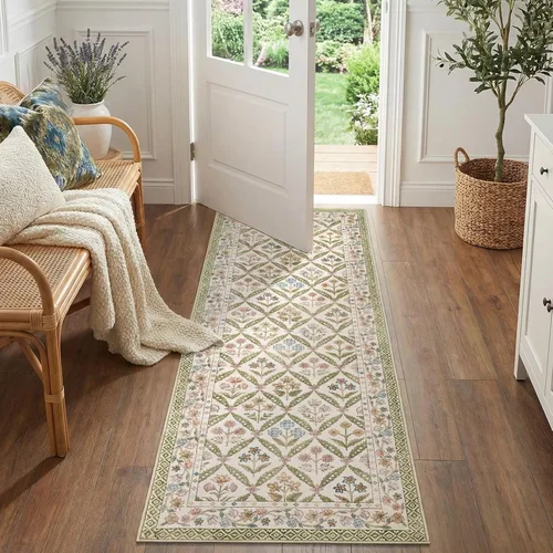Vista 16 de jinchan Haden - Alfombra de entrada de 2 x 3 pulgadas, diseño floral vintage, lavable, suave, antideslizante, de pelo bajo, para puerta, cocina