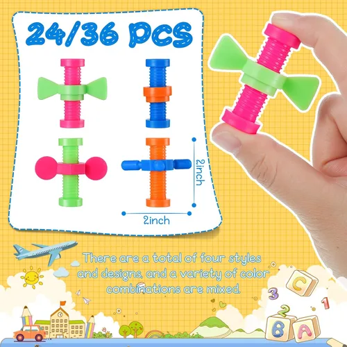 Vista 2 de 24 piezas de juguetes sensoriales para aliviar el estrés, para lápices, de plástico, coloridos, para TDAH, autismo, ansiedad y alivio del estrés