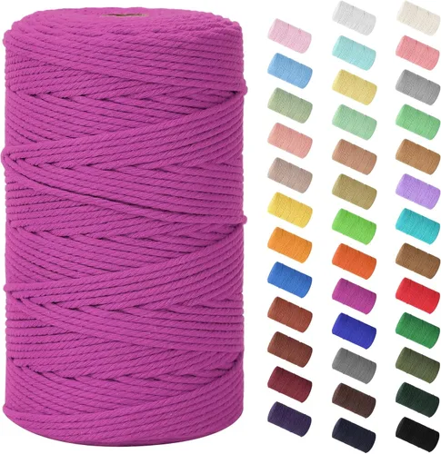 Vista 148 de Cuerda de macramé de 0.079 in x 220 yardas (656 pies), cuerda de algodón natural para colgar en la pared, ganchos de plantas, manualidades Verde