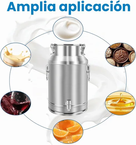 Vista 6 de Lata de leche de acero inoxidable 304 de 20 litros, cubo de vino de 5.25 galones con espita y tapa sellada, resistente