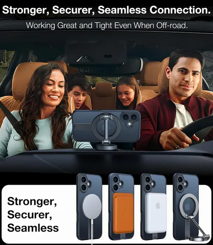 Vista 4 de TORRAS Funda magnética con soporte de 360° para iPhone 16, protección completa de la cámara, compatible con MagSafe, protección contra caídas