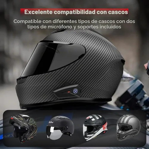 Vista 6 de XGP X1 - Auriculares Bluetooth para casco de motocicleta V5.3 con asistente de voz, altavoces de casco de 1.575 in con IP67 impermeable, auriculares