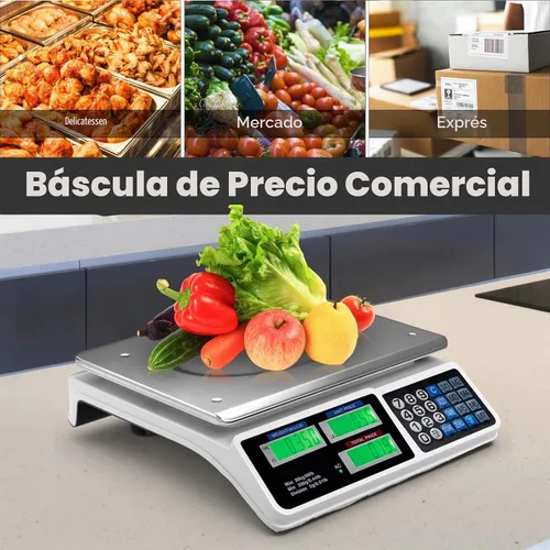 Vista 8 de Safstar balanza digital electrónica LCD comercial para pesar comida, carne, con capacidad de hasta 66 libras