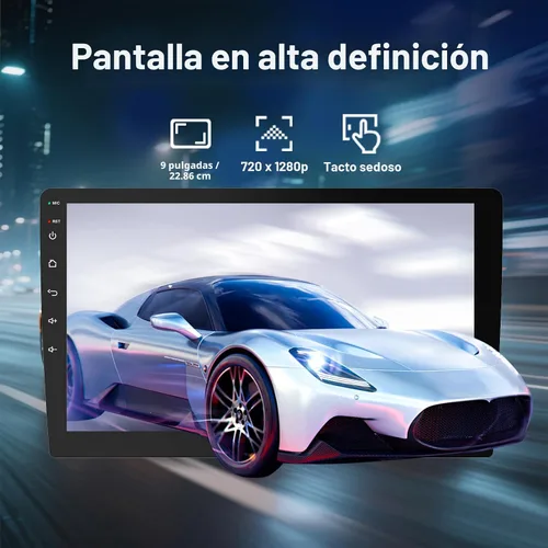 Vista 4 de Haudio Estéreo de coche de 9" con doble DIN - Radio de coche inalámbrico compatible con Apple CarPlay y Android Auto, radio de coche con pantalla