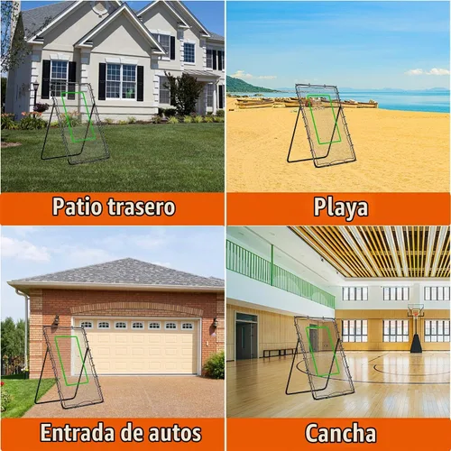 Vista 6 de 4x7ft Adjustable Volleyball Rebounder with Volleyball and Bag for Practice
