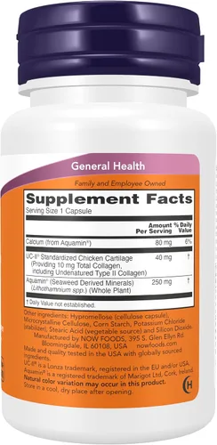 Vista 2 de NOW Foods Suplementos, Colágeno UC-II Tipo II con Colágeno Tipo II No Desnaturalizado, 60 Cápsulas Vegetales