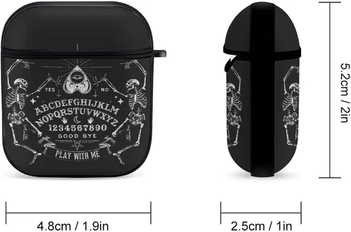 Vista 2 de Funda de esqueleto vintage con diseño mágico Ouija negro compatible con Airpods 1 y 2 con llavero para auriculares, unisex, a prueba de golpes