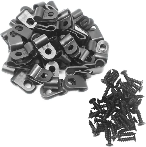 Vista 10 de Abrazadera para cable tipo R, abrazadera de cable de 1/2 pulgada, clips de sujeción de cable de montaje de tornillo de nailon con tornillos