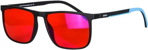 Vista 14 de SHINU Buen sueño Gafas de bloqueo de luz azul Hombres Lentes Rojas Anti Luz Verde Elimina la fatiga ocular Gafas Bluelight 078RD