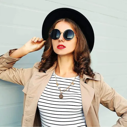 Vista 2 de Collar de cadena de clip de papel con encanto de estilo boho chapado en oro para mujer, hecho a mano, con ojo malvado, sol, luna, estrella, flor
