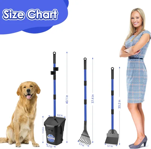 Vista 7 de SlowTon - Cuchara para excrementos de perro, mango largo de 37.4 pulgadas para perros grandes Adjustable, Portable, Non Breakable, with 20 Waste
