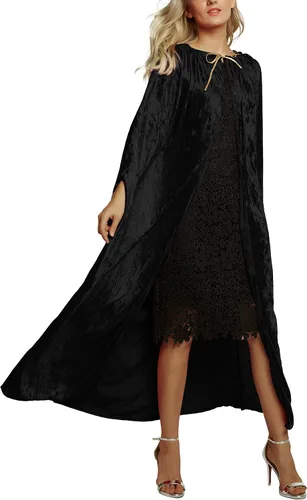 Vista 2 de Urban CoCo Capa unisex de terciopelo con capucha de longitud completa para fiesta de Halloween o cosplay