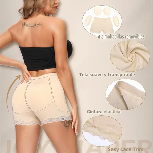 Vista 3 de JOYSHAPER Bragas moldeadoras con relleno para mujer, elevadora de glúteos, ropa interior moldeadora, control de abdomen, cintura alta, almohadillas