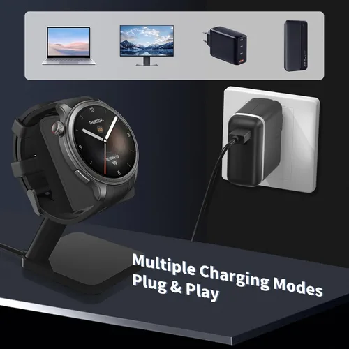 Vista 5 de Soporte de carga para Amazfit T-Rex Ultra 2/Active Max/T-rex 3 Pro/Balance/T-REX3, base de carga magnética para Amazfit T-Rex Ultra 2/Active