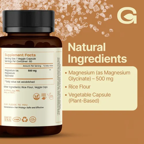 Vista 5 de Greens Best - Glicinato de magnesio 500 mg – Magnesio quelado de alta absorción para dormir, recuperación muscular y salud cardíaca – Sin OMG