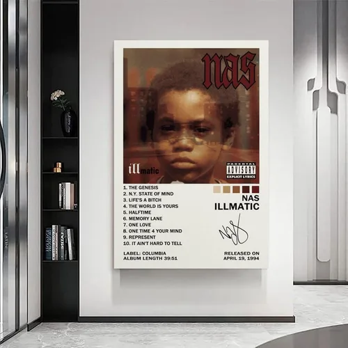 Vista 6 de Illmatic - Póster en lienzo para decoración de dormitorio, 08 x 12 pulgadas Estilo de marco