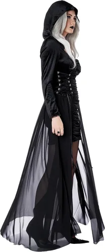 Vista 2 de Vestido de disfraz gótico con capucha para mujer