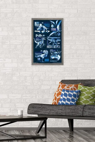 Vista 2 de Trends International Jurassic World: Fallen Kingdom - Póster de pared con cuadrícula, 14.725 x 22.375 pulgadas, versión enmarcada de madera