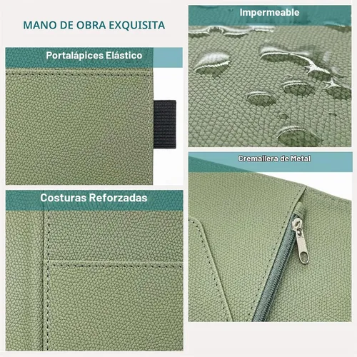 Vista 6 de RSAquar Libreta de servidor con bolsillo con cremallera, libretas de servidor de cuero premium para camarera, cartera de camarero libreta