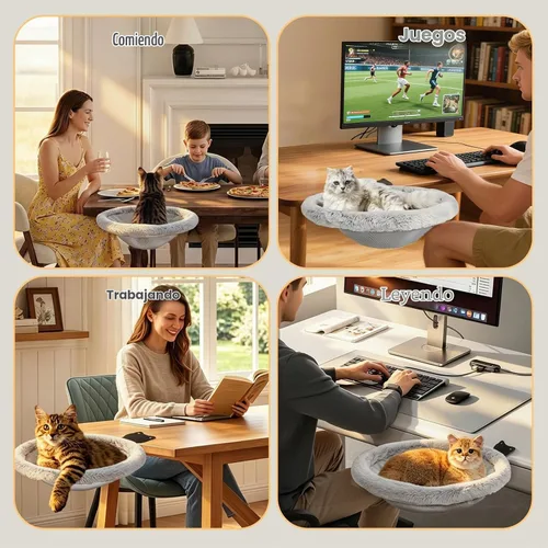 Vista 8 de Cat Desk Bed, One-Click Foldable Cat Bed for Desk Hammock Up to 40 Lbs Gray