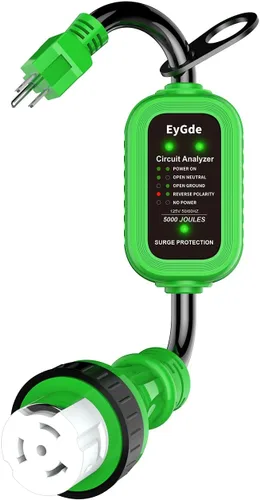Vista 8 de EyGde Adaptador RV de 30 amperios a 15 amperios 110V con protector contra sobretensiones 5000J, adaptador RV patentado macho 5-15P a hembra TT-30R