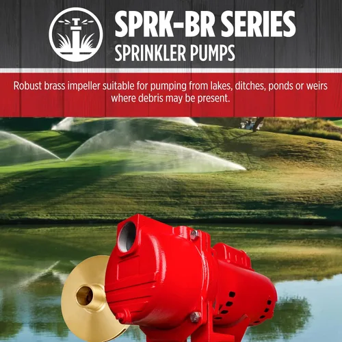 Vista 5 de Red Lion RL-SPRK-200-BR, 230 voltios, 2 HP, 77 GPH, bomba de aspersión/riego con impulsor de latón, roja, 97102002
