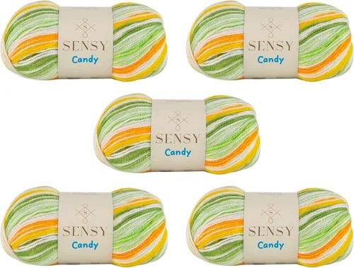 Vista 26 de Sensy Candy Yarn - Hilo de 5 madejas, 3.5 onzas, 251 yardas, multicolor para ganchillo y tejido, calibre ligero 3