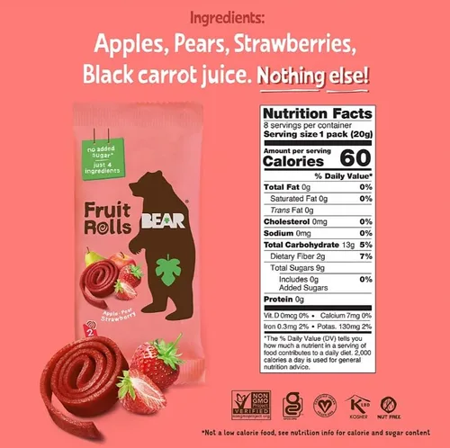 Vista 2 de Bear Paquete variado de rollos de frutas, 16 unidades.