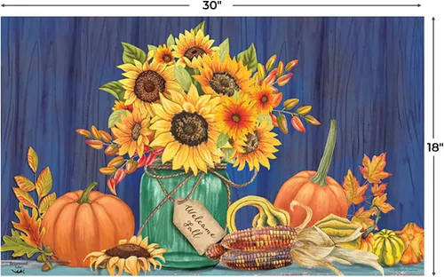 Vista 3 de Briarwood Lane Felpudo floral con tarro de masón de otoño