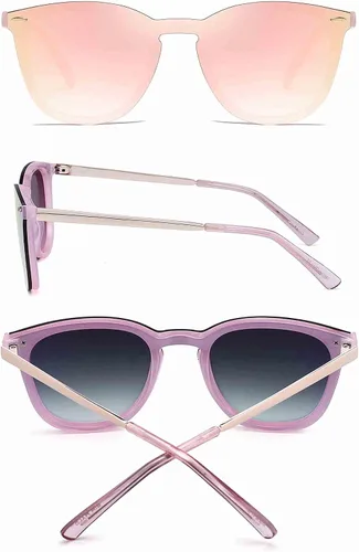 Vista 5 de Rimless Wayfarer Anteojos de sol en una sola pieza lente espejo reflectante, anteojos para hombres mujeres