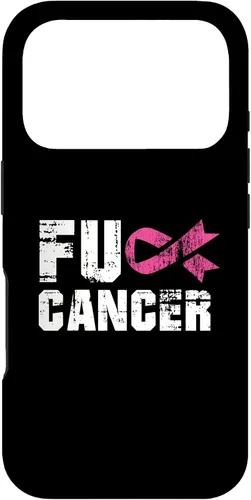 Vista 30 de iPhone 16 Fuck Cancer Survivor Gift Distressed Pink Ribbon Awareness Case