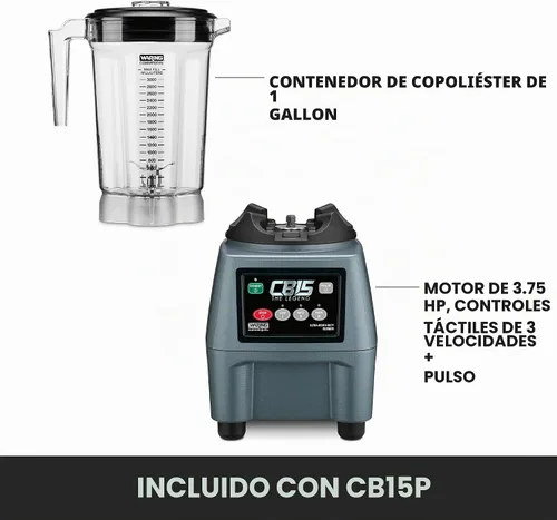 Vista 3 de Waring Licuadora de alimentos de un galón con teclado electrónico y tarro de copoliéster