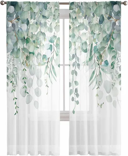 Vista 11 de Cortinas CosyBright Feliz Día de San Valentín, 63 Pulgadas de Largo, 2 Paneles, Gnomos, Cortina de Ventana Roja, Corazón de Amor, Árbol, Cortinas