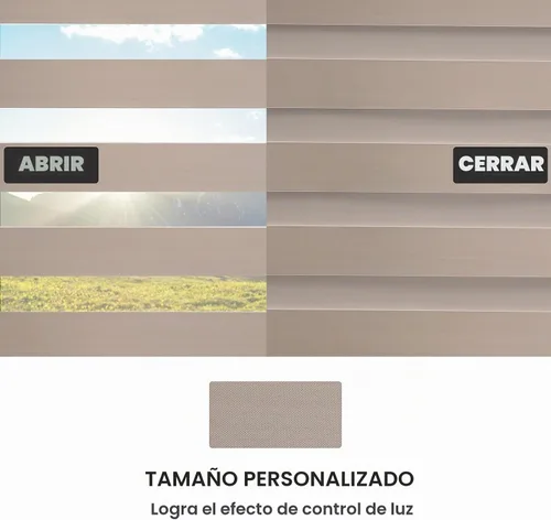 Vista 4 de MYshade Persianas enrollables de cebra opacas (85 %) con cordón para ventanas interiores, persianas de doble capa beige para dormitorio, baño, sala