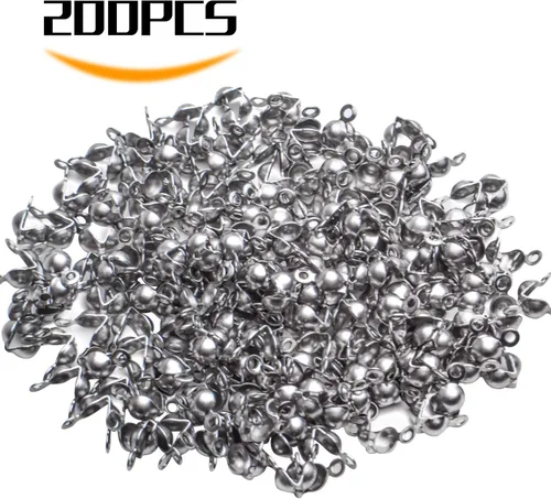 Vista 2 de BronaGrand Calotte Ends, 200 piezas de acero inoxidable abiertas cubiertas de nudo de concha plegables para collares, pulseras y joyas