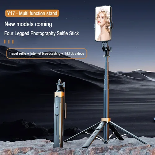 Vista 4 de XINBAOHONG Palo selfie, trípode extensible con control remoto Bluetooth para iPhone y Android, tamaño compacto y ligero