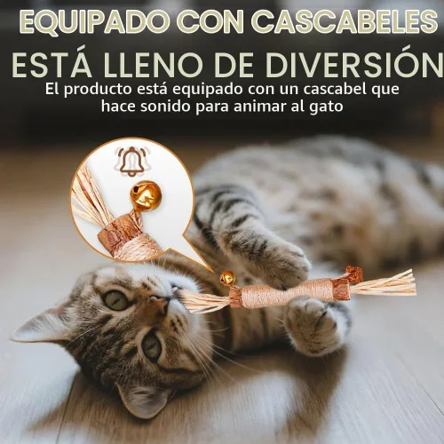 Vista 5 de Silvervine Natural Matatabi Bell Sticks - Juguetes masticables para gatos con golosina de algodón, cuidado de limpieza dental duradera