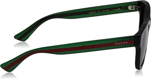Vista 3 de Gucci GG0003S 002 Gg0003s lentes de sol cuadrados color negro brillante categoría 3 tamaño 52 NegroVerde
