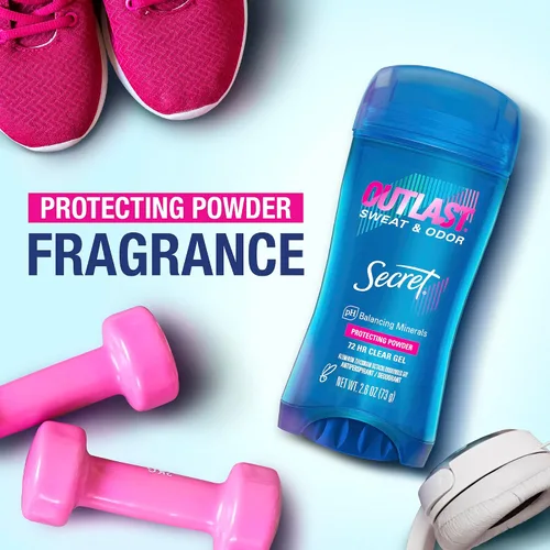 Vista 7 de Secret Outlast, antitranspirante y desodorante para mujer, 72 horas de protección contra el sudor y el olor, minerales equilibradores de pH, gel