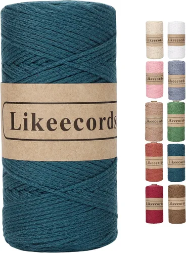 Vista 44 de Likeecords 100% Hilo de Ganchillo de Algodón Cordón de Bolsa de 2mm 170m Cordón de Macramé de 2mm Hilo de Crochet Cuerda de Macramé Regalo para Verde