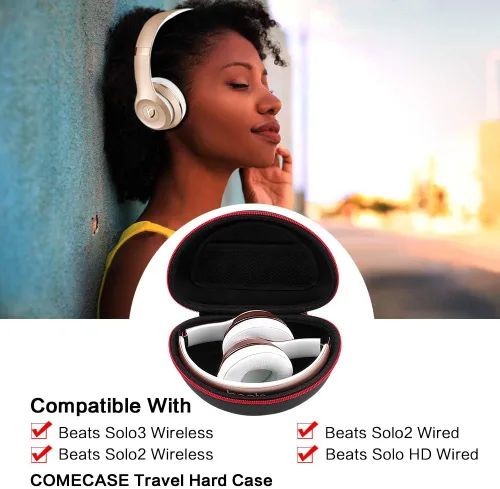 Vista 8 de Comecase Hard Carrying Case for Oculus Quest 2 All-in-One VR Gaming Headset with Headphone Case for Beats Solo3 Beats Solo2 Black - 2 Pack