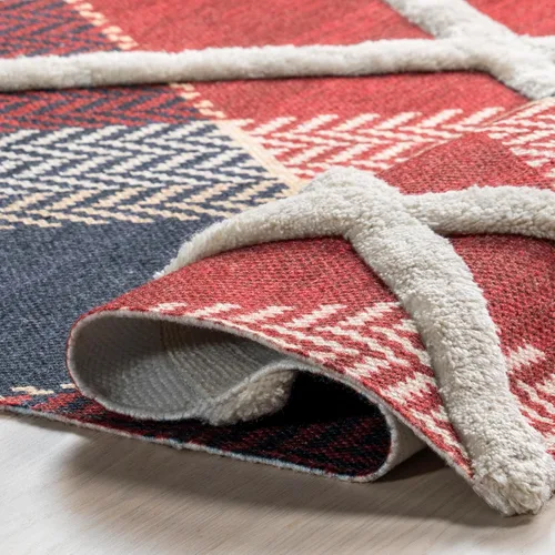 Vista 6 de nuLOOM Anastasia - Alfombra decorativa a cuadros altos y bajos, 2 x 3, color rojo
