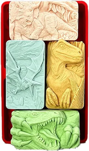 Vista 2 de Juego de 4 moldes de silicona para jabón de dinosaurio, velas, resina, yeso, arcilla, dinosaurio T-REX