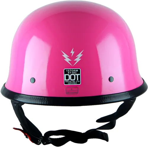 Vista 5 de 1Storm Casco de media cara para motocicleta, estilo alemán abierto, aprobado por DOT: HKY602 rosa brillante