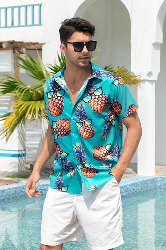 Vista 2 de Goodstoworld Camisas hawaianas con botones novedosas para hombre