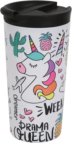 Vista 2 de IDRINK® - TAZA DE VIAJE con aislamiento de acero inoxidable Termo 11.8 fl oz UNICORNIO