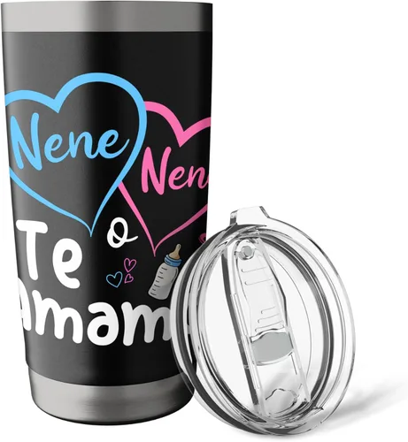 Vista 5 de Nene o Nena Te Amamos Spanish Mexican Gender Reveal - Vaso aislado de acero inoxidable a juego Negro