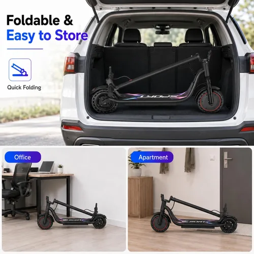 Vista 8 de Scooter eléctrico para adultos con motor de 350 W, 21 Mi, 19 MPH Black-Red